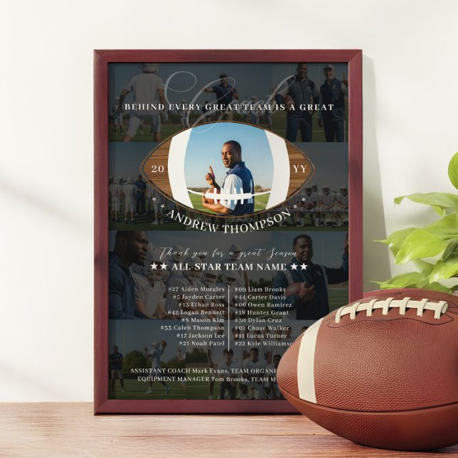 Football Coach Appreciation Team Photo Collage Award Plaque (Football Coach Appreciation Team Photo Collage Award Plaque)