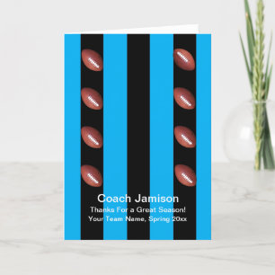 Football Coach, Blue/Black, Blank Inside, Thank You Card