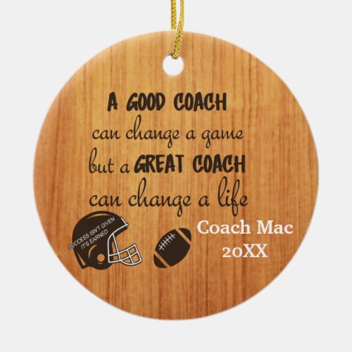 Football Coach Christmas Ceramic Ornament