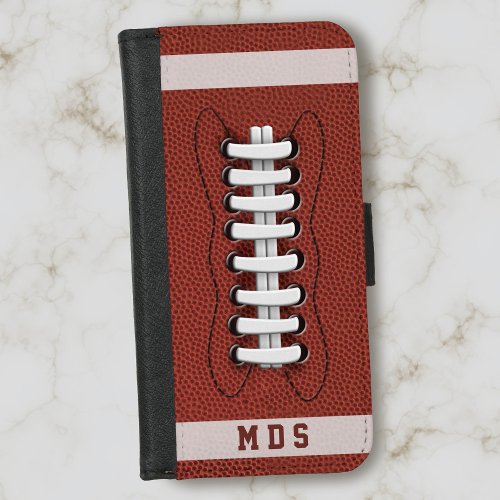 Football Coach Dad Monogram Sports Fan Ball  iPhone 87 Wallet Case