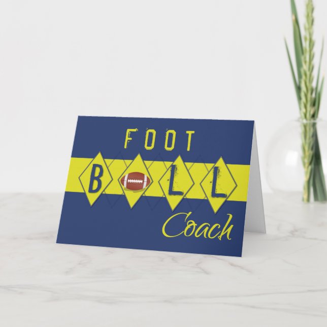 Football Coach from All of Us Thanks Blue and Gold Card (Front)