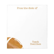 Football Coach From the Desk of Personalized Notepad