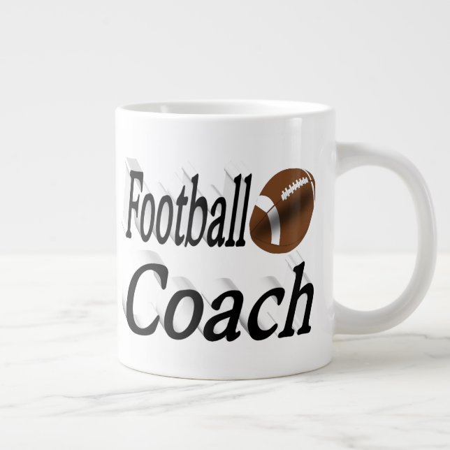 Football Coach half text  Giant Coffee Mug (Right)