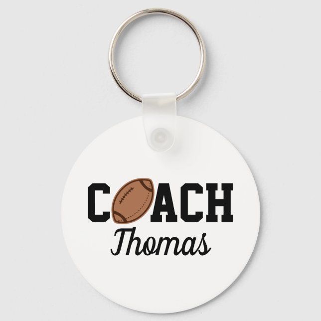 Football Coach Player Ball Design Typography Name  Keychain (Front)