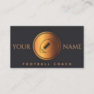 Football Coach Player Team Modern Gold Black Sport Business Card