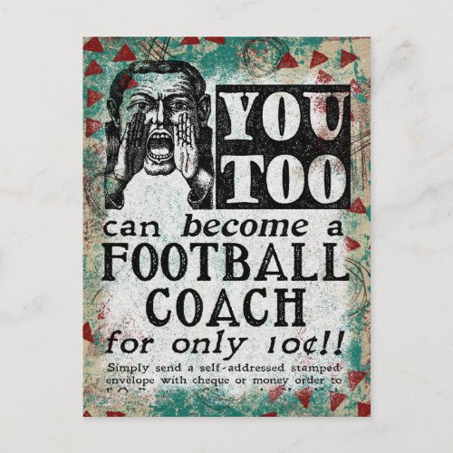 Football Coach Postcard _ Funny Vintage Retro