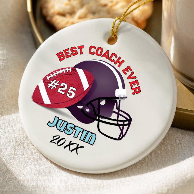football coach sports team custom text ceramic ornament (Creator Uploaded)
