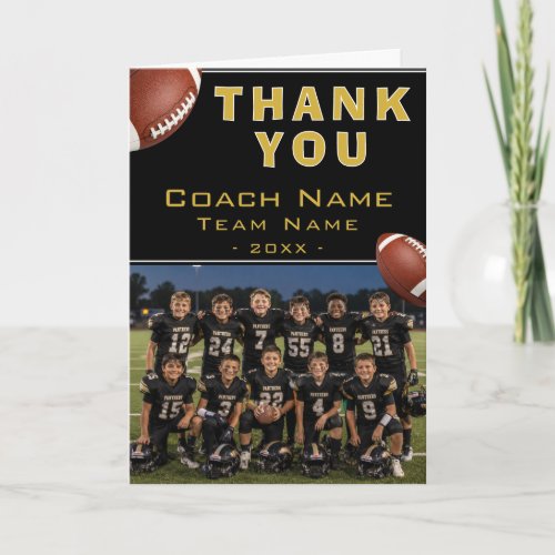 Football Coach Team Name Photo Thank You Card