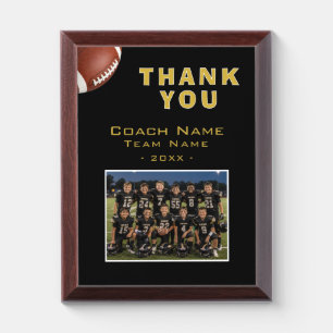 Football Coach Team Name Photo Thank You Card Award Plaque