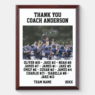 Football Coach Thank You From Team Players Award Plaque