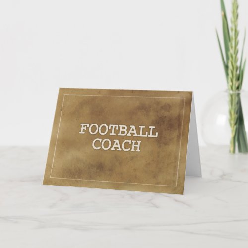 Football Coach Thanks Definition Simple Brown Card