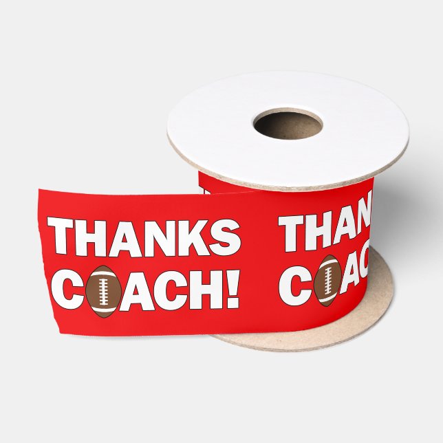 Football Coaches THANKS COACH Sports Gift Wrapping Satin Ribbon (Spool)