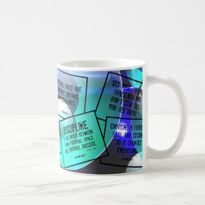 Football Coffee Mug with Quotes in Geometric Blues