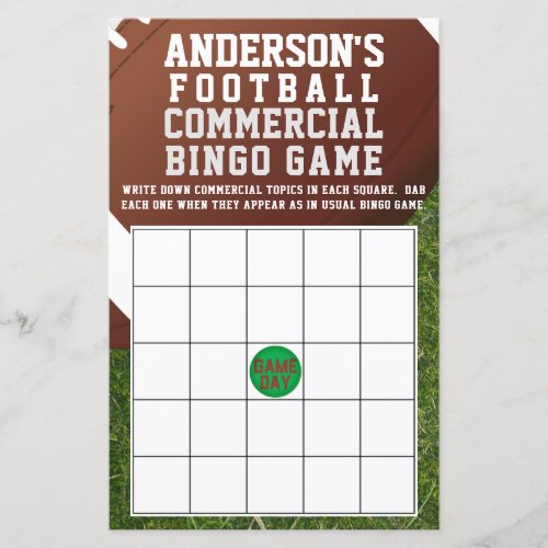 Football Commercial Advertisement Bingo Game