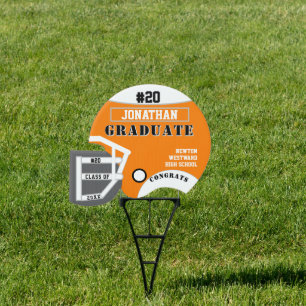 .Football Congrats Graduate Orange Name Sign