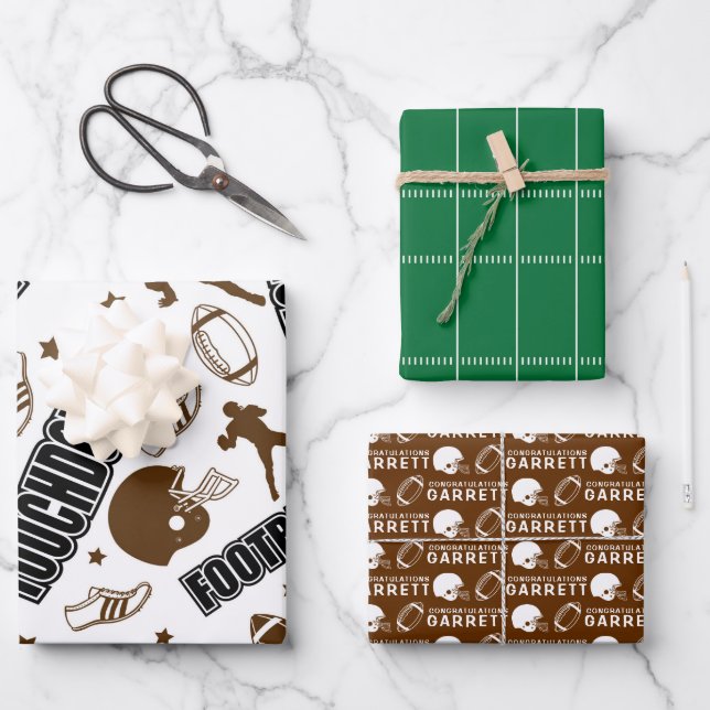 Football Congratulations Wrapping Paper Sheets  (Front)