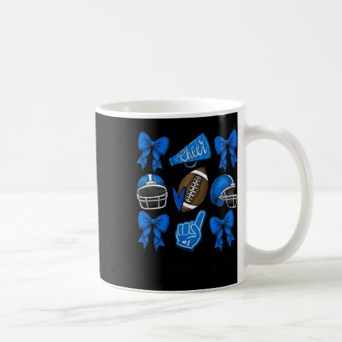 Football Coquette Bow Cheer Mom Blue  Coffee Mug