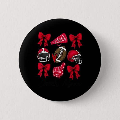 Football Coquette Bow Cheer Mom Red  Button