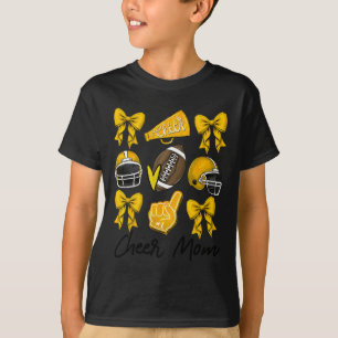 Football Coquette Bow Cheer Mom Yellow T-Shirt
