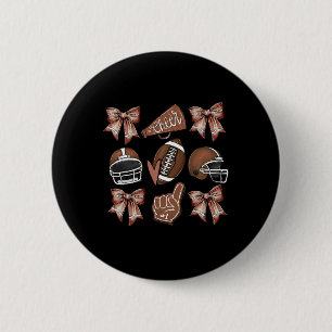 Football Coquette Bow Football Mom Game Day Women  Button
