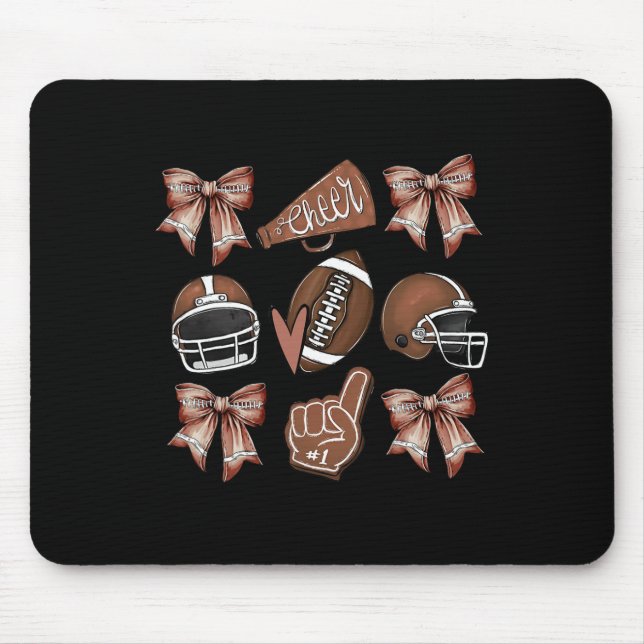 Football Coquette Bow Football Mom Game Day Women  Mouse Pad (Front)