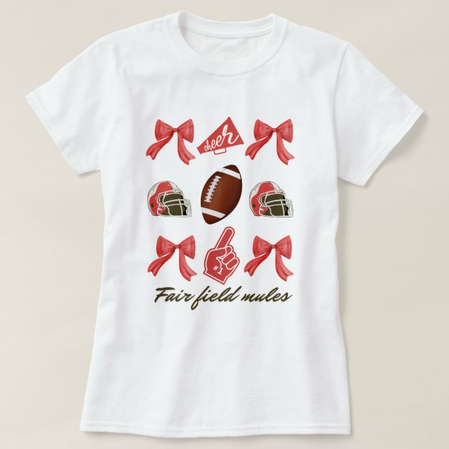 Football Coquette Bow Shirt, Coquette Aesthetic,  T-Shirt (Design Front)