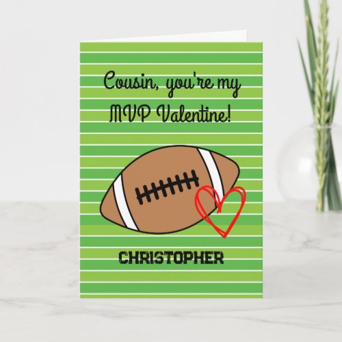 Football Cousin Valentines Day Card