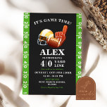 Football Crossing Yard Line Adult Birthday Invitation<br><div class="desc">Touchdown and Kick Off Football Birthday Party,  Tailgate Kids Birthday Party,  Crossing the Yard Line,  Friends Food Football Party Invite,  Kids Birthday Sports Invitations,  Soccer Game Kids Birthday,  Superbowl Rugby Birthday Party.</div>