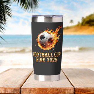 Football Cup Fire 2026 World Cup Soccer Ball Insulated Tumbler