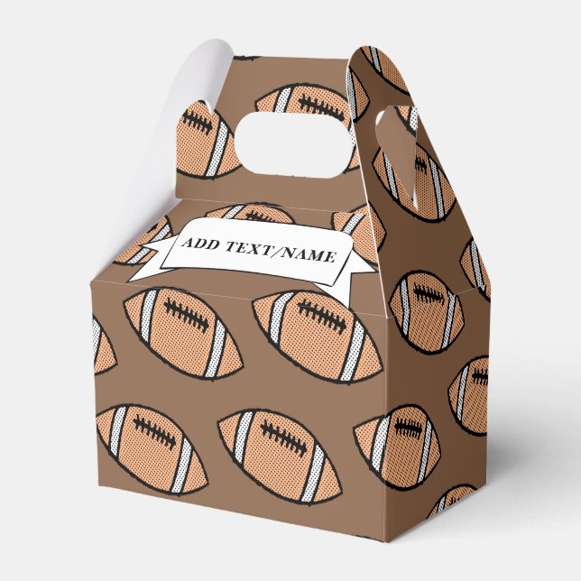 Football Custom Name Brown Favor Boxes (Front Side)