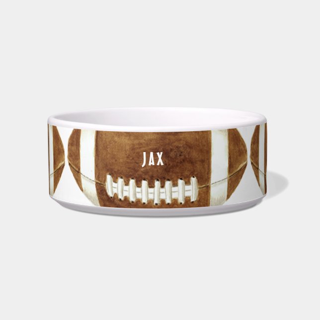 Football Custom Name Dog Bowl (Front)