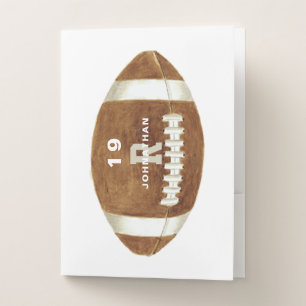 Football Custom Name Number & Monogram  Pocket Folder