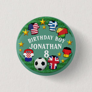 Football Custom Text Birthday Name Age Button