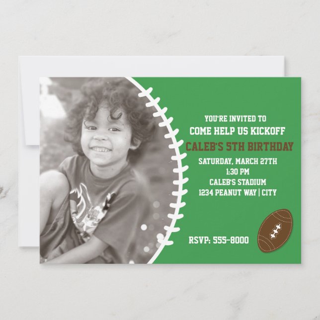 Football Cute Birthday Party PHOTO Invitation (Front)