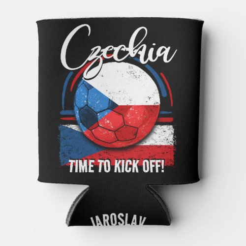 Football Czechia Flag Retro Soccer Can Cooler