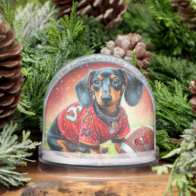 FOOTBALL DACHSHUND SNOW GLOBE (Winter)