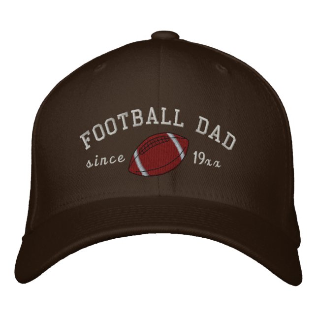 Football dad - Add your own year! Embroidered Baseball Hat (Front)