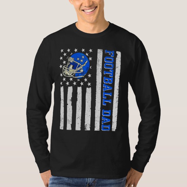 Football Dad American Usa Flag Proud Dad Of Baller T-Shirt (Front)