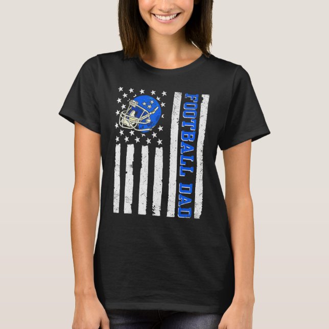 Football Dad American Usa Flag Proud Dad Of Baller T-Shirt (Front)