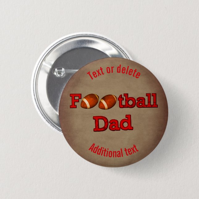 Football Dad Cute Personalized Button (Front & Back)