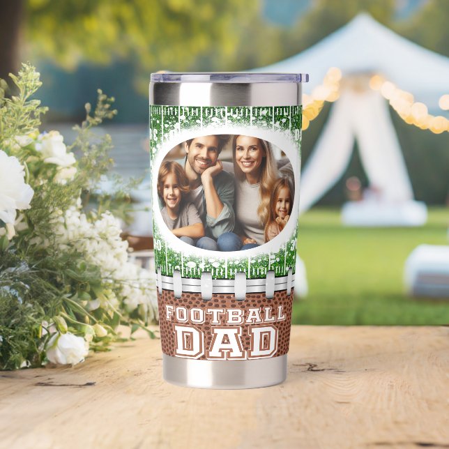 Football Dad Family Photo  Insulated Tumbler (Wedding)