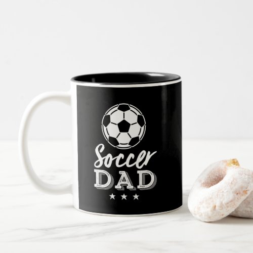 Football Dad Proud Father of Soccer Player Kid Two_Tone Coffee Mug