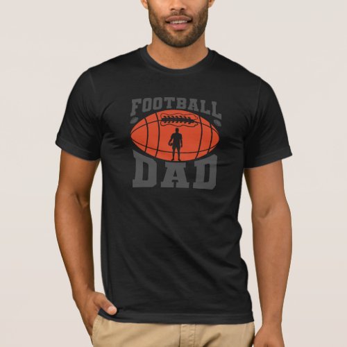 Football Dad Retro Text Design_Orange and Gray T_Shirt