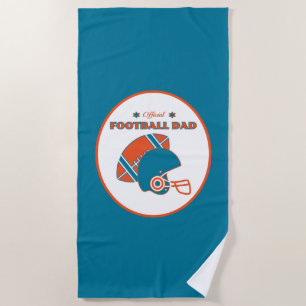 Football dad sports lovers orange blue vintage beach towel