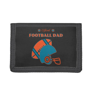 Football dad sports lovers orange blue vintage tri-fold wallet
