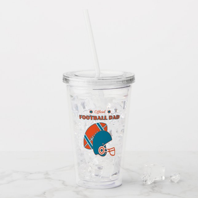 Football Dad Team Spirit Sports Champion Game Day Acrylic Tumbler (Front Ice)