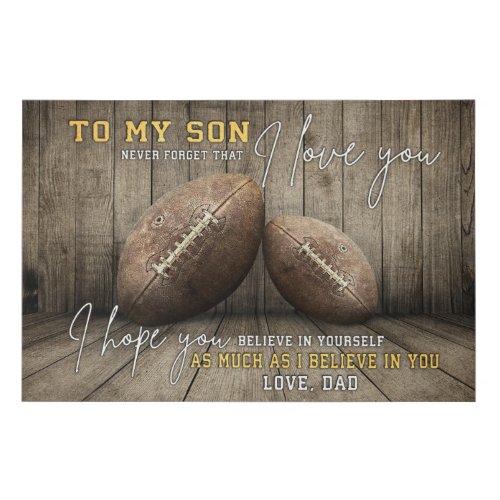 Football Dad To My Son I Love You Motivational Faux Canvas Print