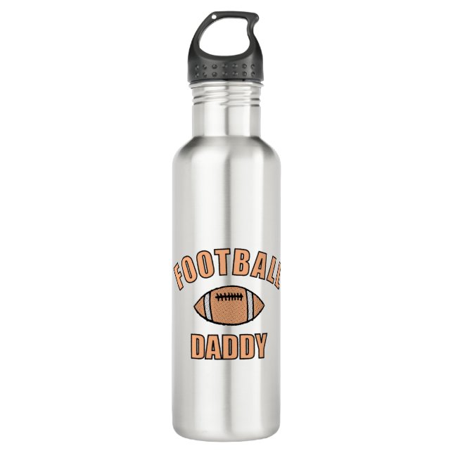 Football Daddy Drawing And Text Stainless Steel Water Bottle (Front)