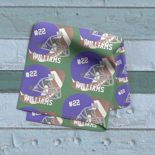 Football Dark Blue Helmet Number+Name Fabric