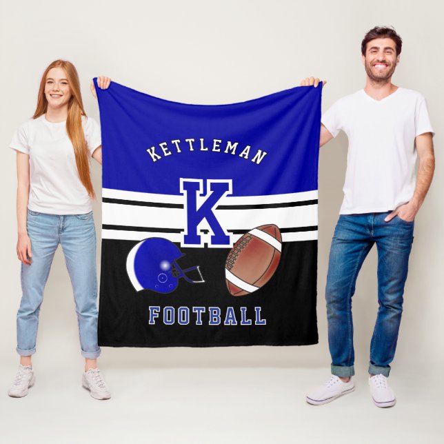 Football 🏈 Dark Blue Sport Letter Fleece Blanket (In Situ)